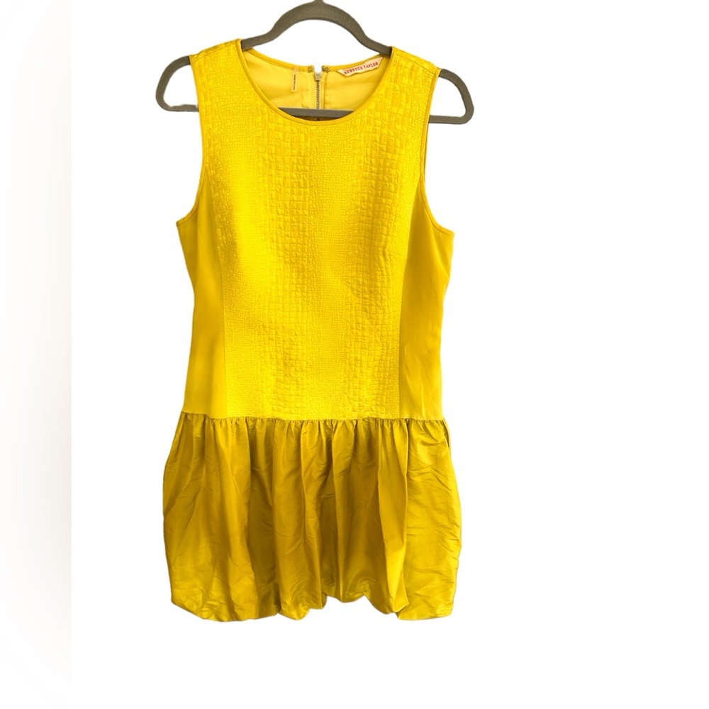 Rebecca Taylor Lime Green Dress with Taffeta Balloon Hem, size 8